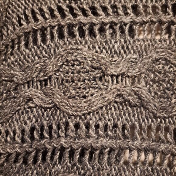 Express Y2K Wool Blend Cable Knit Gray Cardigan Sweater Shawl Neck Women's XS - Picture 2 of 7